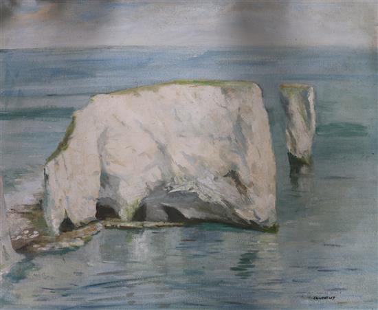 John Wheatley (1892-1955) Old Harry Rock, Swanage 16 x 20in., unframed